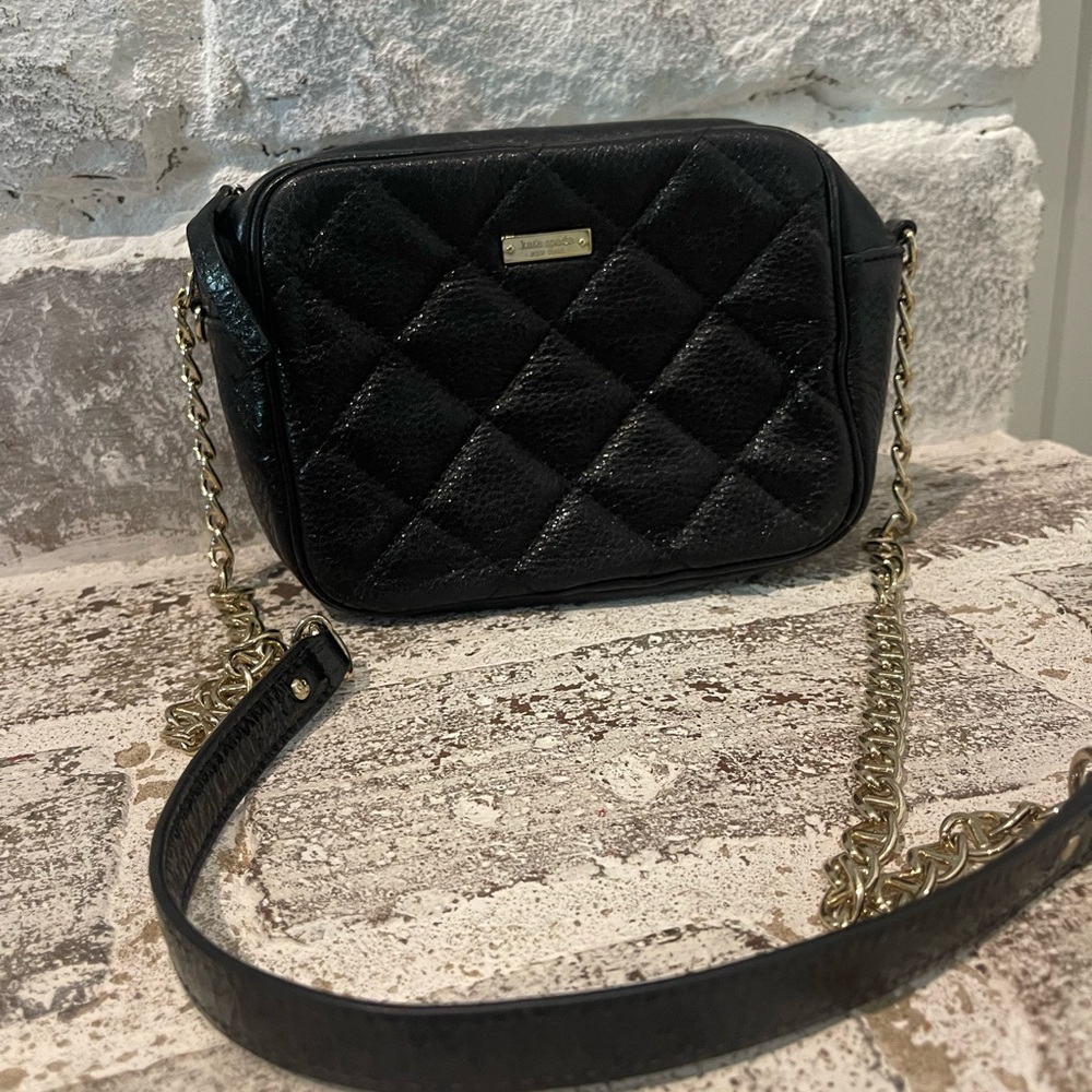 Kate Spade Small Black Quilted Crossbody Evening Bag